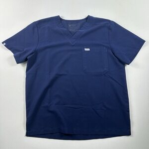 Figs Mens Leon Scrub Top Two Pocket‎ Short Sleeve Shirt Size Medium Blue FM1500